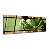 Glas schilderij Bloem | Groen, Bruin | 150x50cm 3Luik