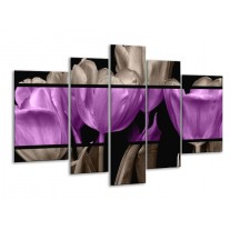 Glas schilderij Tulp | Paars, Grijs, Zwart | 170x100cm 5Luik