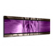 Glas schilderij Bloem | Paars, Grijs, Zwart | 150x50cm 3Luik