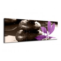 Canvas schilderij Spa | Zwart, Paars, Wit | 120x40cm 3Luik