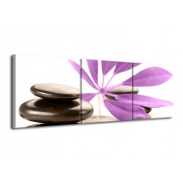 Glas schilderij Spa | Zwart, Paars, Wit | 120x40cm 3Luik