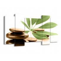 Canvas schilderij Spa | Groen, Bruin, Wit | 120x65 5Luik