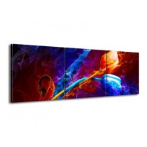 Glas schilderij Tulp | Blauw, Rood, Oranje | 150x50cm 3Luik