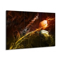 Canvas schilderij Tulp | Oranje, Groen, Geel | 90x60cm 3Luik