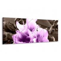 Glas schilderij Bloem | Paars, Grijs | 145x58cm 1Luik