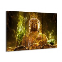 Canvas schilderij Boeddha | Bruin, Groen | 90x60cm 3Luik