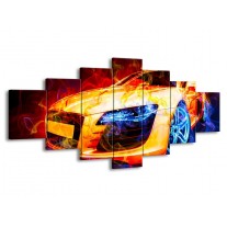 Glas schilderij Audi | Rood, Blauw, Rood | 210x100cm 7Luik