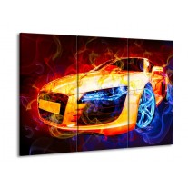 Glas schilderij Audi | Rood, Blauw, Rood | 90x60cm 3Luik