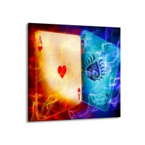 Glas schilderij Spel | Rood, Blauw, Rood | 50x50cm 1Luik