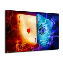 Glas schilderij Spel | Rood, Blauw, Rood | 70x50cm 1Luik