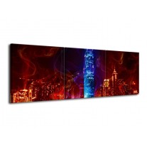 Glas schilderij Modern | Rood, Blauw, Rood | 120x40cm 3Luik