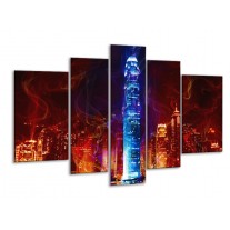 Glas schilderij Modern | Rood, Blauw, Rood | 170x100cm 5Luik