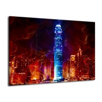 Glas schilderij Modern | Rood, Blauw, Rood | 70x50cm 1Luik