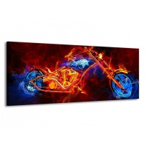 Glas schilderij Motor | Rood, Blauw, Rood | 145x58cm 1Luik