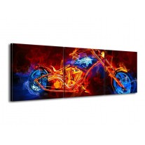 Glas schilderij Motor | Rood, Blauw, Rood | 150x50cm 3Luik