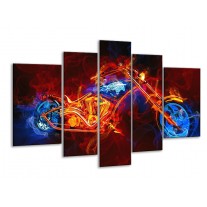 Glas schilderij Motor | Rood, Blauw, Rood | 170x100cm 5Luik