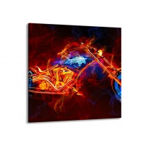 Glas schilderij Motor | Rood, Blauw, Rood | 50x50cm 1Luik