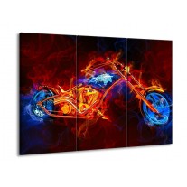 Canvas schilderij Motor | Rood, Blauw, Rood | 90x60cm 3Luik