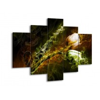 Glas schilderij Tulp | Groen, Geel, Zwart | 150x105cm 5Luik