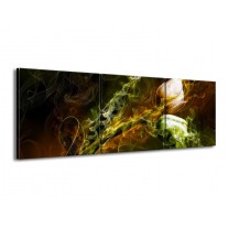Glas schilderij Tulp | Groen, Geel, Zwart | 150x50cm 3Luik