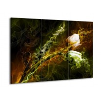 Canvas schilderij Tulp | Groen, Geel, Zwart | 90x60cm 3Luik
