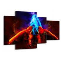 Canvas schilderij Kunst | Rood, Blauw, Rood | 120x75cm 4Luik