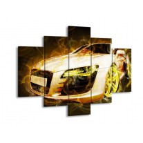 Glas schilderij Audi | Geel, Wit, Groen | 150x105cm 5Luik