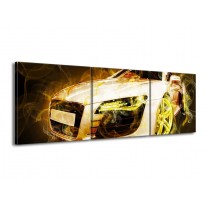 Glas schilderij Audi | Geel, Wit, Groen | 150x50cm 3Luik