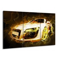 Glas schilderij Audi | Geel, Wit, Groen | 165x100cm 3Luik