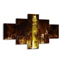 Canvas schilderij Modern | Geel, Wit, Groen | 125x70cm 5Luik