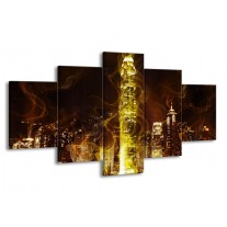 Glas schilderij Modern | Geel, Wit, Groen | 150x80cm 5Luik