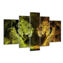 Glas schilderij Leeuw | Geel, Wit, Groen | 170x100cm 5Luik