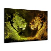 Glas schilderij Leeuw | Geel, Wit, Groen | 70x50cm 1Luik