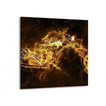 Glas schilderij Motor | Geel, Wit, Groen | 50x50cm 1Luik