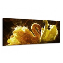 Canvas schilderij Zwaan | Geel, Wit, Groen | 145x58cm 1Luik