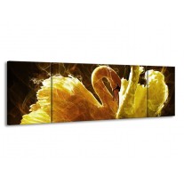 Glas schilderij Zwaan | Geel, Wit, Groen | 170x50cm 3Luik
