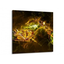 Glas schilderij Motor | Geel, Wit, Groen | 50x50cm 1Luik