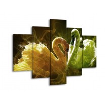 Glas schilderij Zwaan | Geel, Wit, Groen | 150x105cm 5Luik
