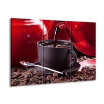 Glas schilderij Koffie | Rood, Bruin, Wit | 90x60cm 3Luik