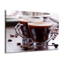 Glas schilderij Koffie | Bruin, Wit | 70x50cm 1Luik