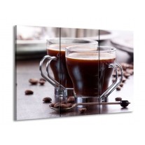 Glas schilderij Koffie | Bruin, Wit | 90x60cm 3Luik