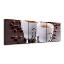 Glas schilderij Koffie | Bruin, Wit | 120x40cm 3Luik