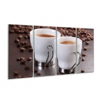 Glas schilderij Koffie | Bruin, Wit | 160x80cm 4Luik