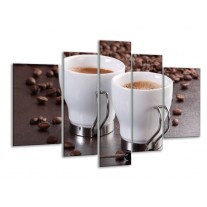 Glas schilderij Koffie | Bruin, Wit | 170x100cm 5Luik