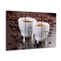 Glas schilderij Koffie | Bruin, Wit | 90x60cm 3Luik