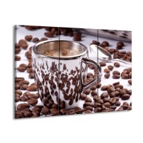 Glas schilderij Koffie | Bruin, Wit | 90x60cm 3Luik