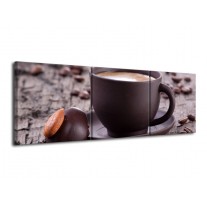 Glas schilderij Koffie | Bruin, Wit | 120x40cm 3Luik