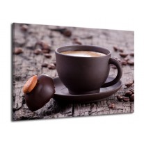 Glas schilderij Koffie | Bruin, Wit | 70x50cm 1Luik