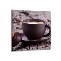 Glas schilderij Koffie | Bruin, Wit | 70x70cm 1Luik