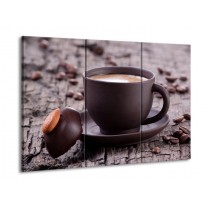 Glas schilderij Koffie | Bruin, Wit | 90x60cm 3Luik